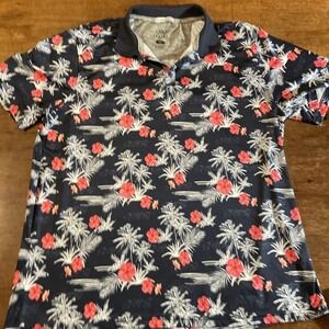 Legend Golf Polo Shirt Stretchy Lightweight Hibiscus Hawaiian Print Mens XL
